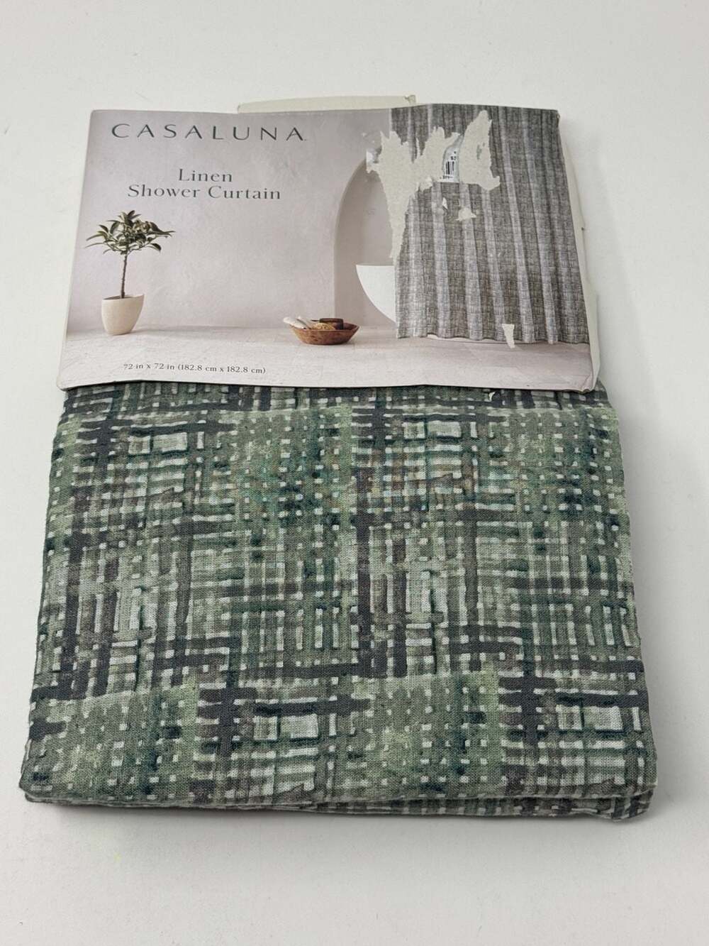 Casaluna Linen Shower Curtain Green 72x72